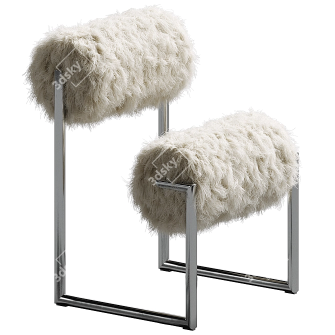 Modern Dual-Color Fur Armchair 3D model image 1