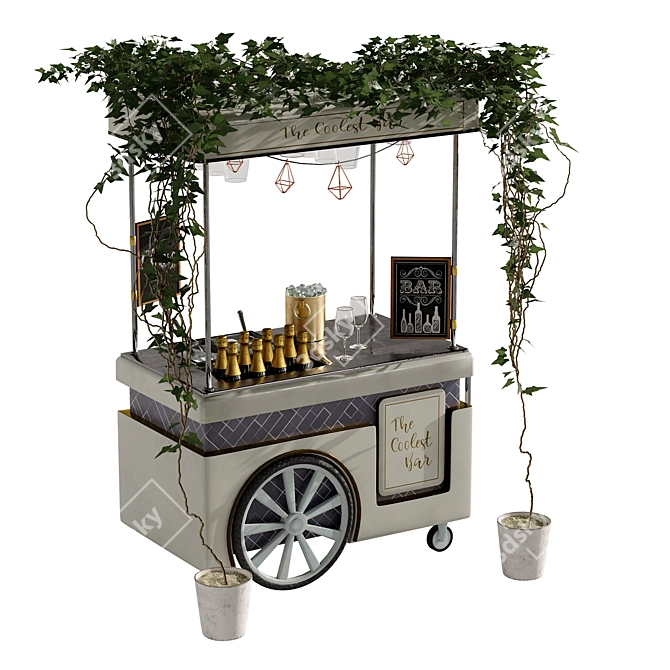 Mini Champagne Cart Model-Render Ready 3D model image 2