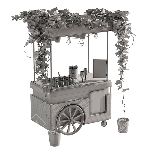 Mini Champagne Cart Model-Render Ready 3D model image 4