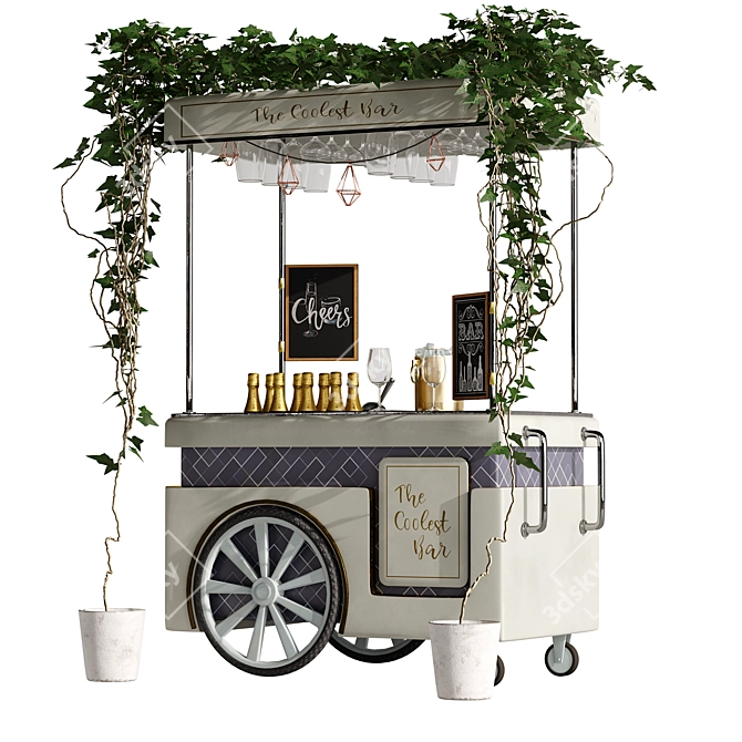 Mini Champagne Cart Model-Render Ready 3D model image 7