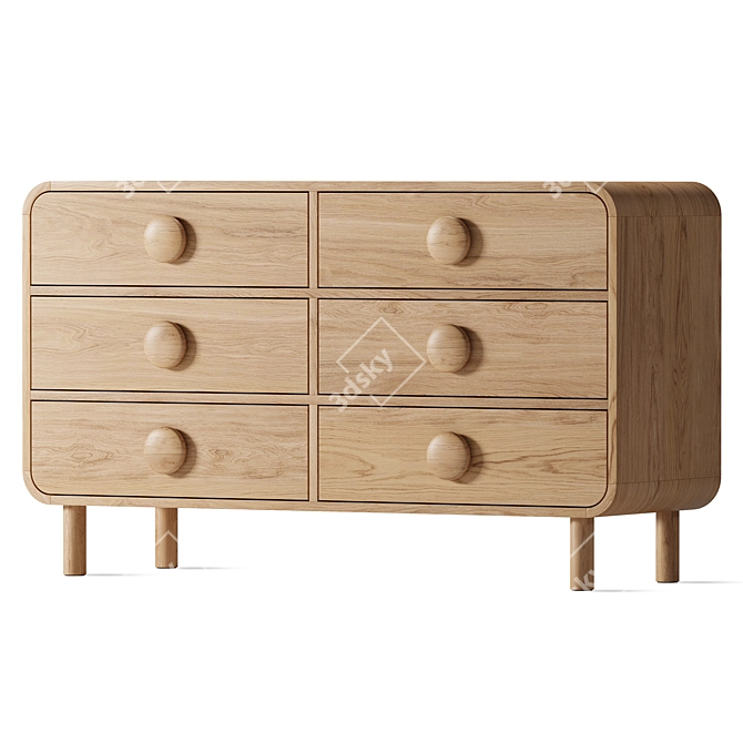 Sleek Tabitha 6 Drawer Dresser 3D model image 1