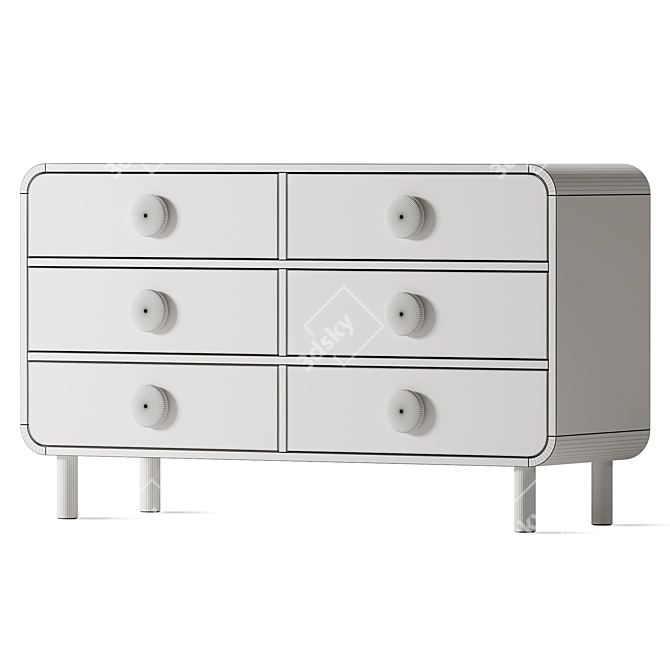 Sleek Tabitha 6 Drawer Dresser 3D model image 2