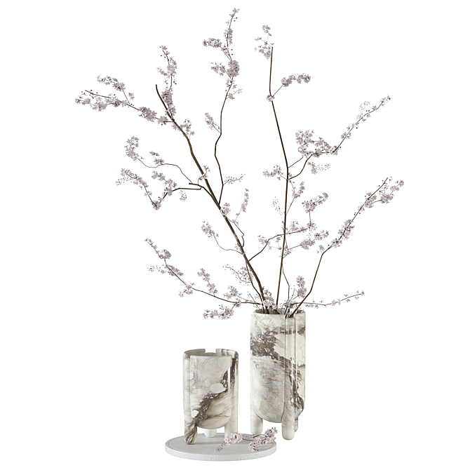 Branch Blooms Decor Set 3D model image 4