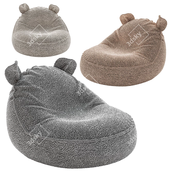 Cozy Bean Bag Chair with Ears 3D model image 1