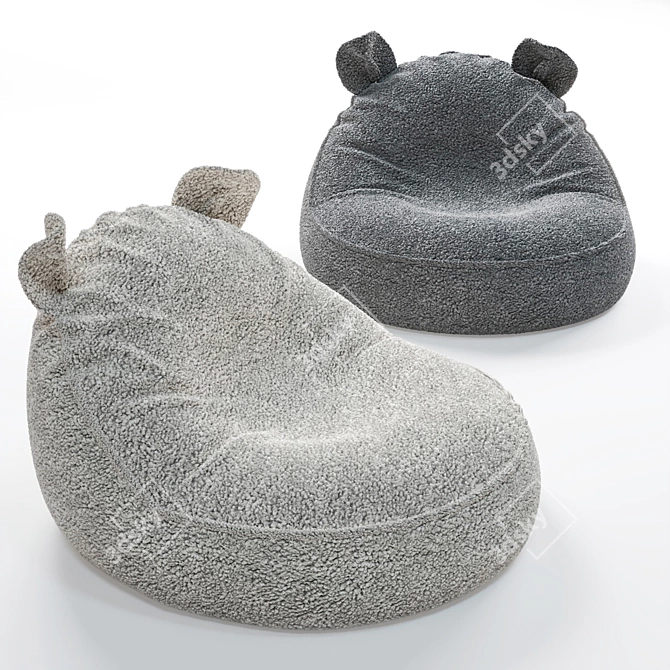 Cozy Bean Bag Chair with Ears 3D model image 2