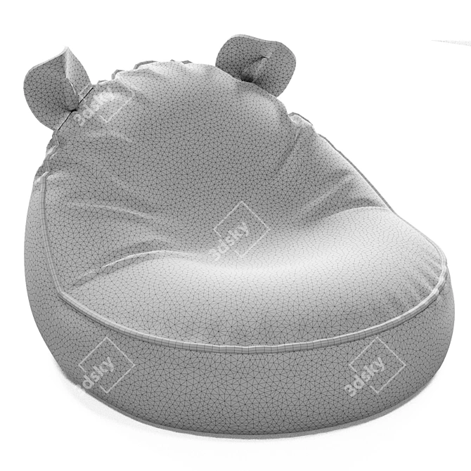 Cozy Bean Bag Chair with Ears 3D model image 8