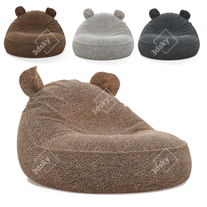 Cozy Bean Bag Chair with Ears 3D model image 9