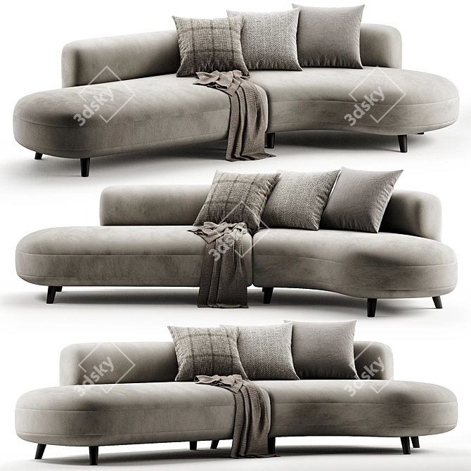 Elegant Polyester Corner Sofa 3D model image 1