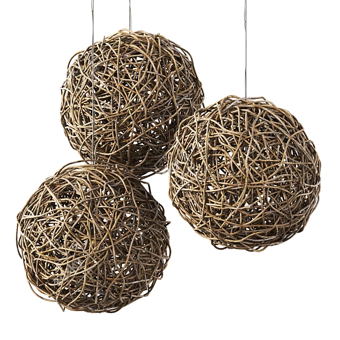 Wicker Lamp with Versatile Textures 3D model image 1