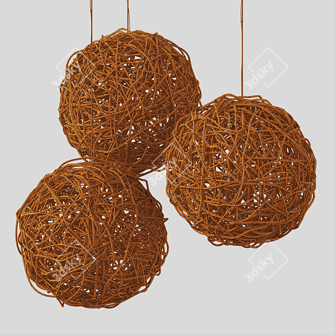 Wicker Lamp with Versatile Textures 3D model image 5