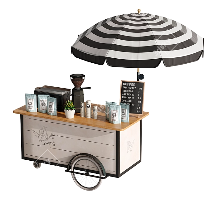 Mini Coffee Cart Model Set 3D model image 1