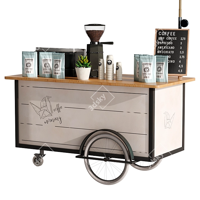 Mini Coffee Cart Model Set 3D model image 2