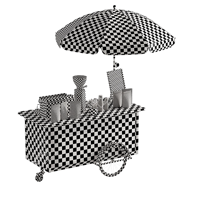 Mini Coffee Cart Model Set 3D model image 6