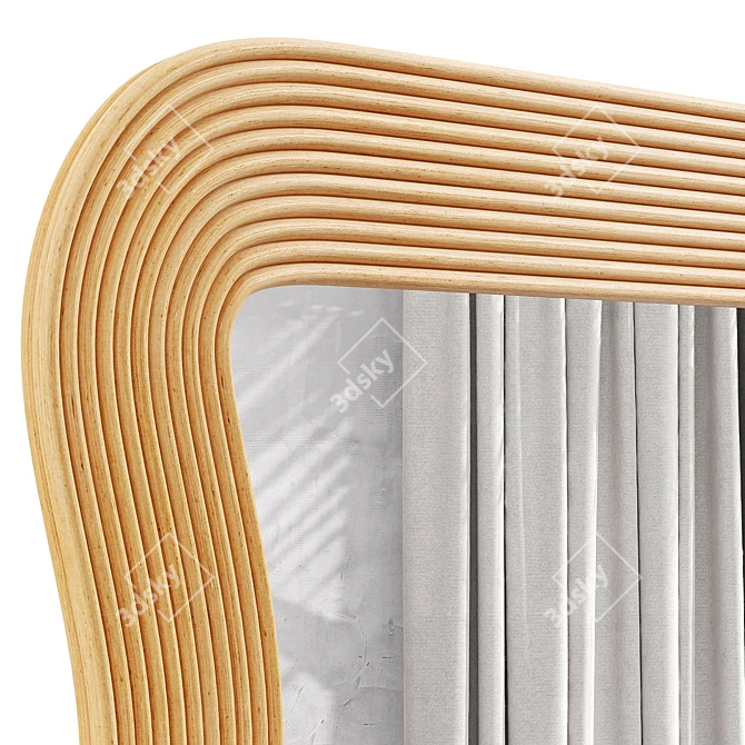 Wave-Shaped Rattan Mirror Kiza 3D model image 4