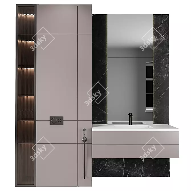 Modern Bathroom Furniture Set 3D model image 1