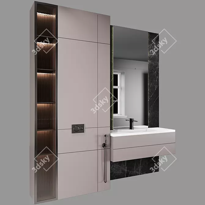 Modern Bathroom Furniture Set 3D model image 2