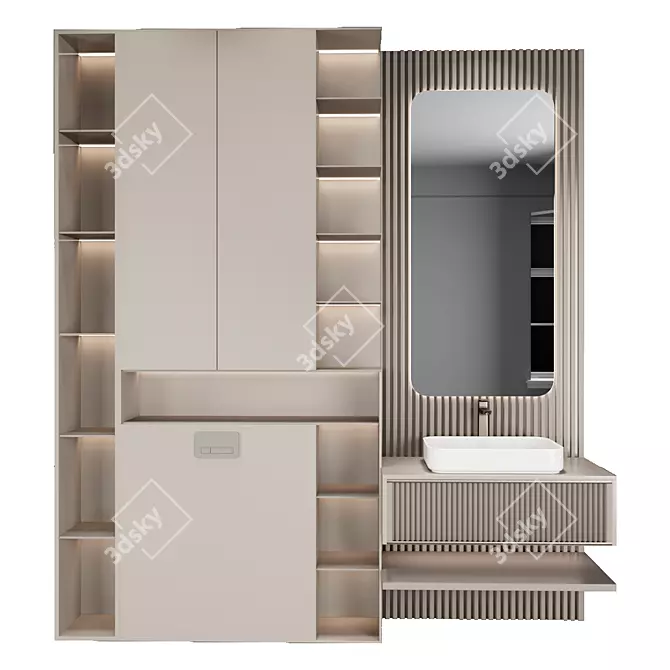 Modern Bathroom Furniture Set 3D model image 1