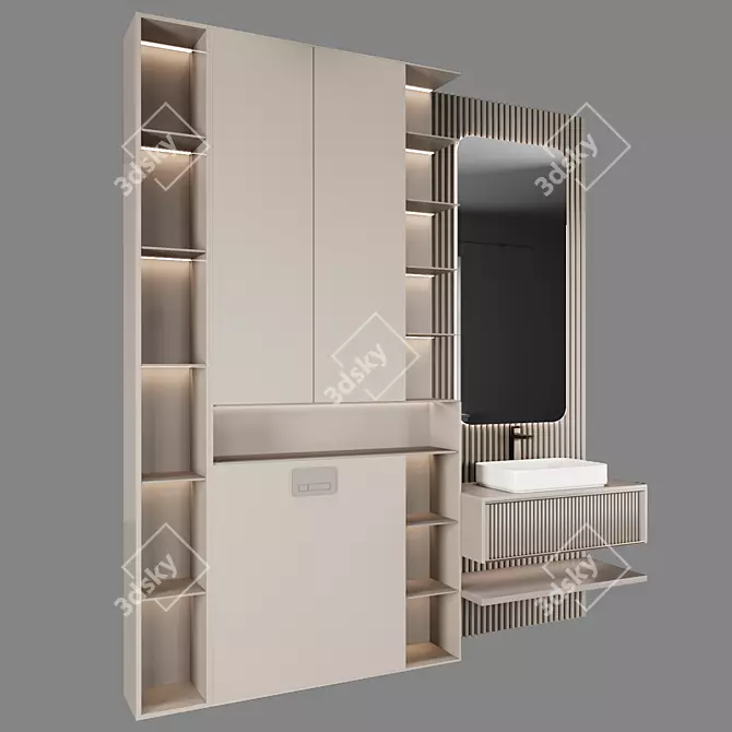 Modern Bathroom Furniture Set 3D model image 2