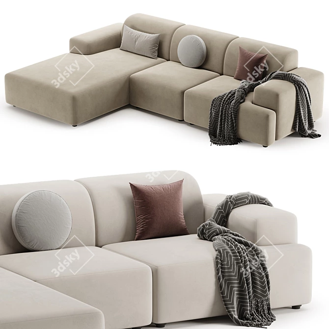 Elegant Melva Corner Sofa Beige 3D model image 1