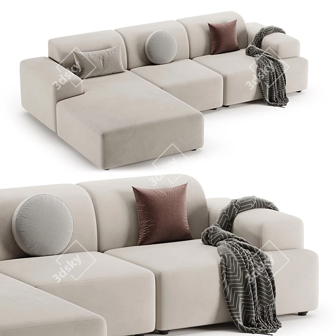 Elegant Melva Corner Sofa Beige 3D model image 6