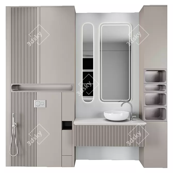 Sleek Bathroom Storage Unit 3D model image 1