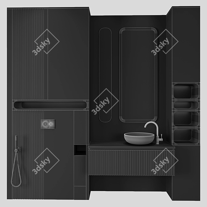 Sleek Bathroom Storage Unit 3D model image 4