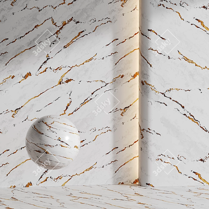 Marble with Gold Veins 3 Variants 3D model image 4