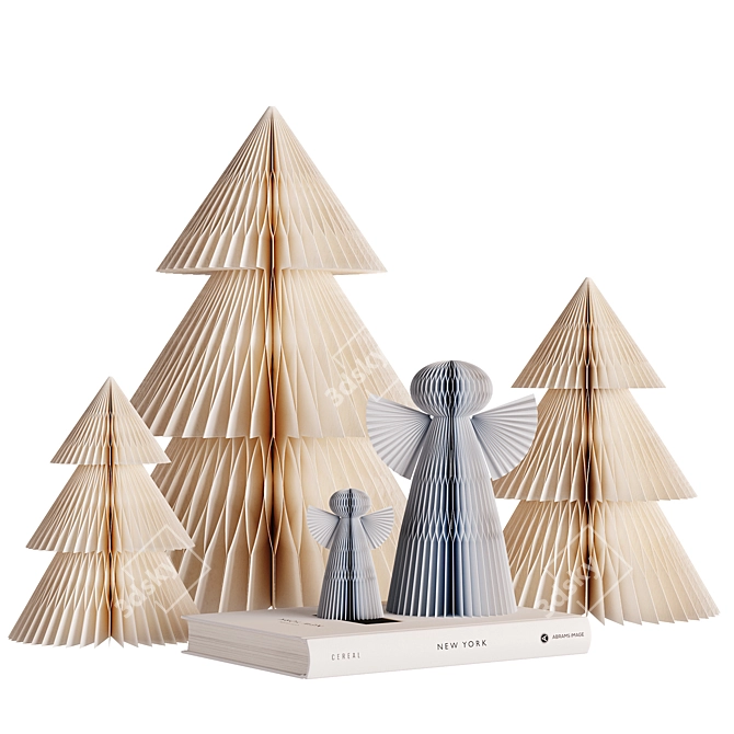 Paper Christmas Decor Set 01 3D model image 1