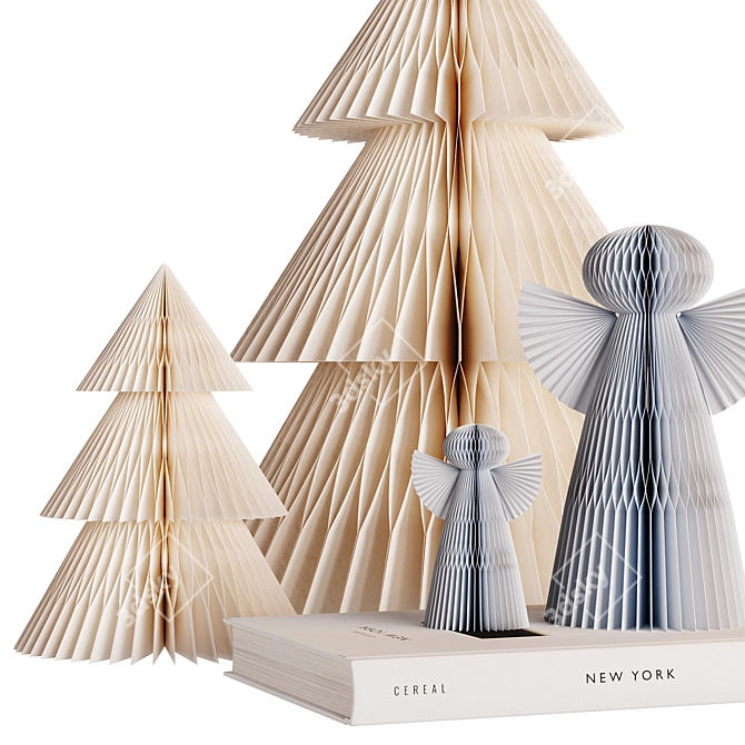 Paper Christmas Decor Set 01 3D model image 2