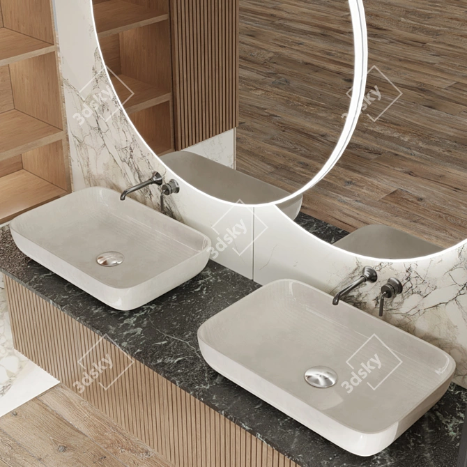 Modern Minimalist 3D Bathroom Set 3D model image 3