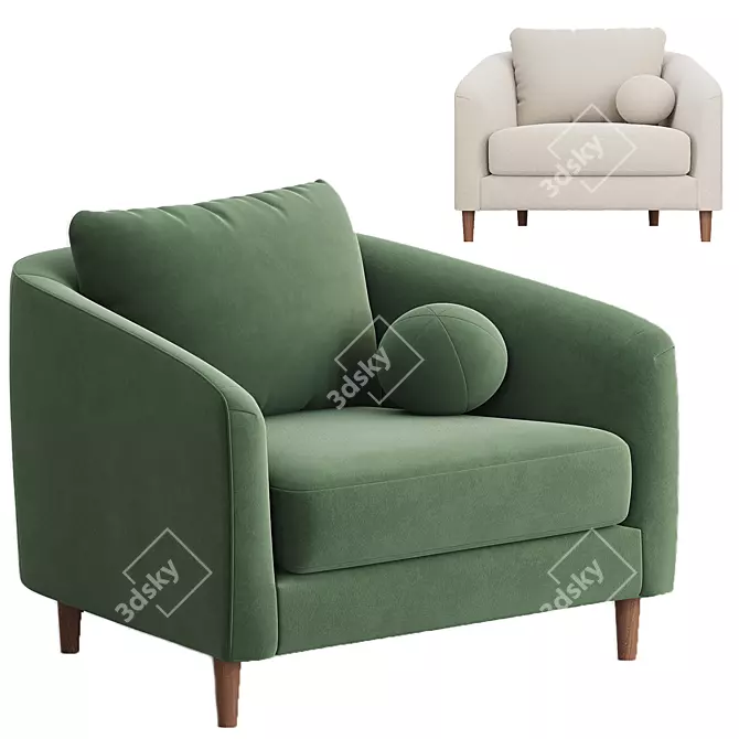 Elegant Remmy Upholstered Armchair 3D model image 2