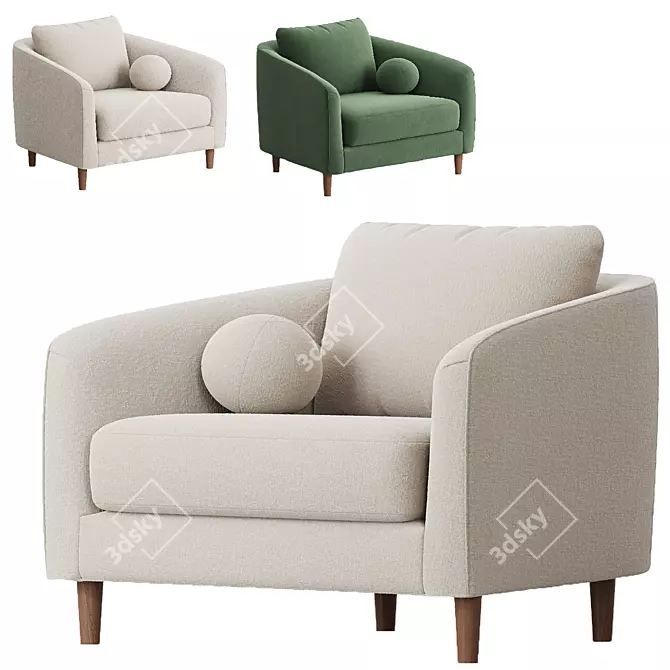 Elegant Remmy Upholstered Armchair 3D model image 3