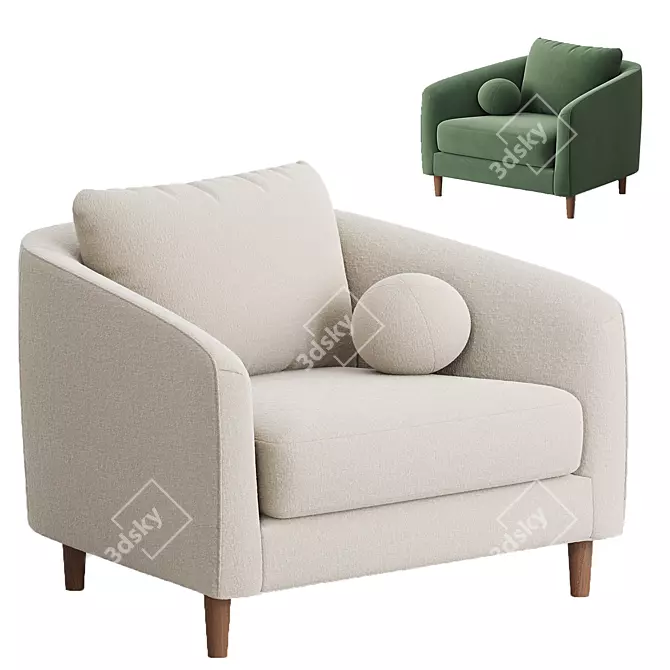 Elegant Remmy Upholstered Armchair 3D model image 4