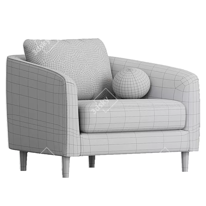 Elegant Remmy Upholstered Armchair 3D model image 5