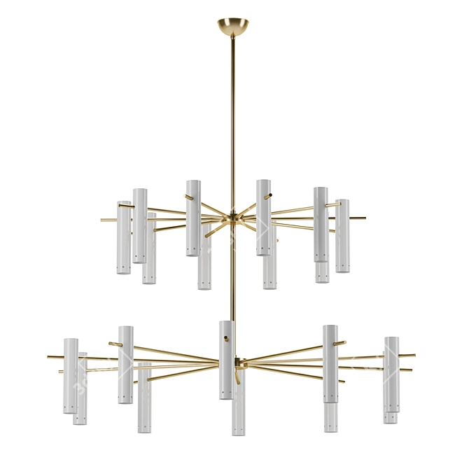 Brass Pendant Light with 20 Shades 3D model image 1