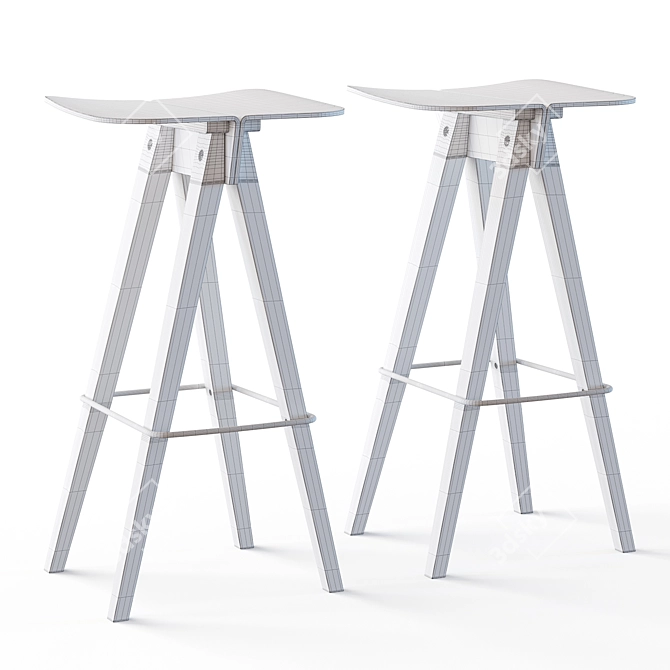 Sleek Wing-inspired Bar Stool 3D model image 2