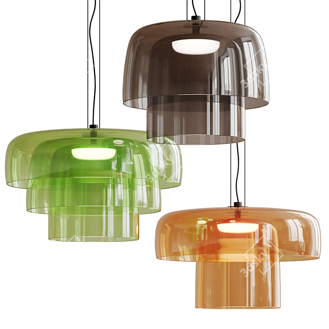 Glass Levels Trio Pendant Lights 3D model image 1