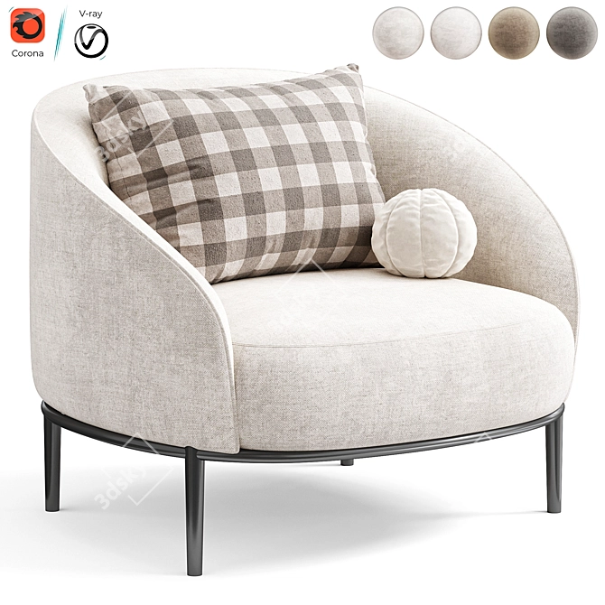 Elegant Wooden Armchair with Nesting Feature 3D model image 1