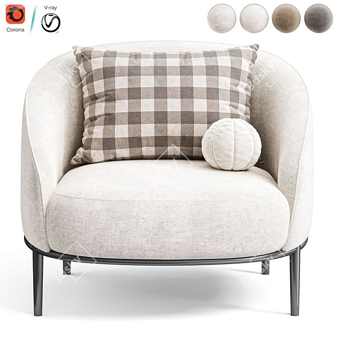 Elegant Wooden Armchair with Nesting Feature 3D model image 2