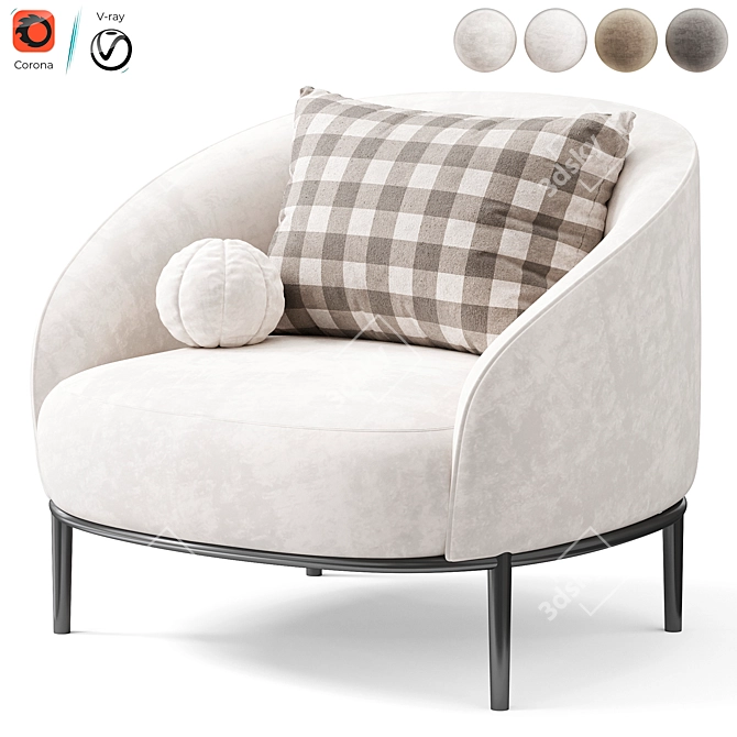 Elegant Wooden Armchair with Nesting Feature 3D model image 3