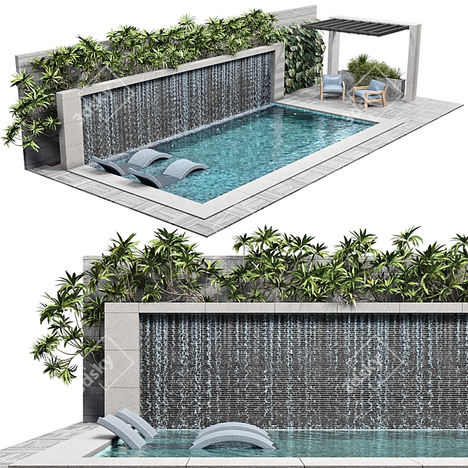 Luxury Pool and Landscape Elements 3D model image 6