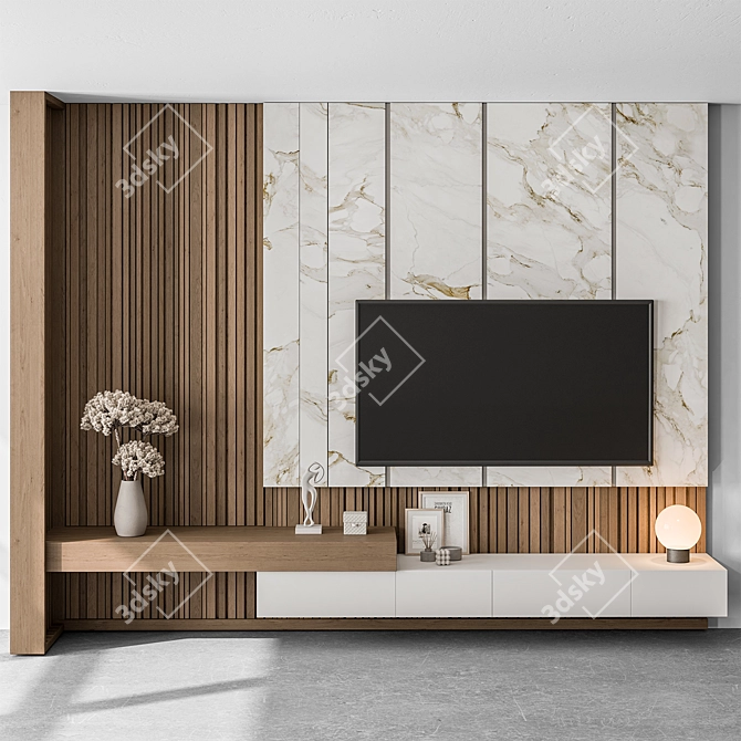 #Unique Title: Rustic TV Wall Set 3D model image 3