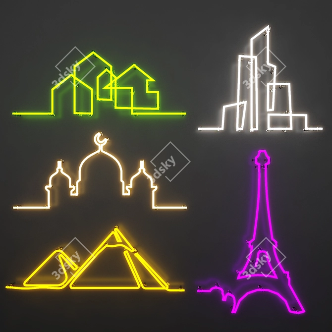  LED Neon Light Set 3D model image 1