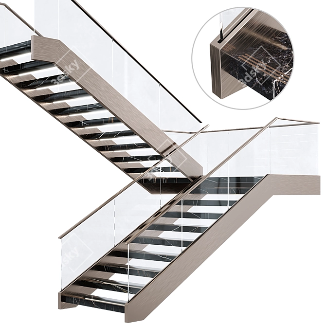 Luxury Staircase 3D Model Modern 3D model image 1