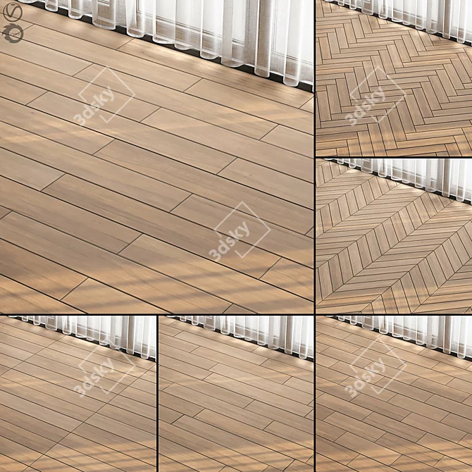 Seamless Parquet Tile Textures Collection. 3D model image 1