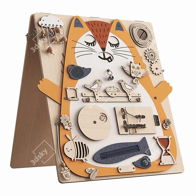 Interactive Cat Busy Board 3D model image 1