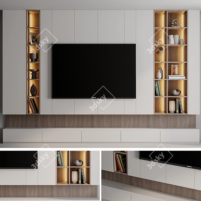 Custom TV Wall X-Form Design 3D model image 1