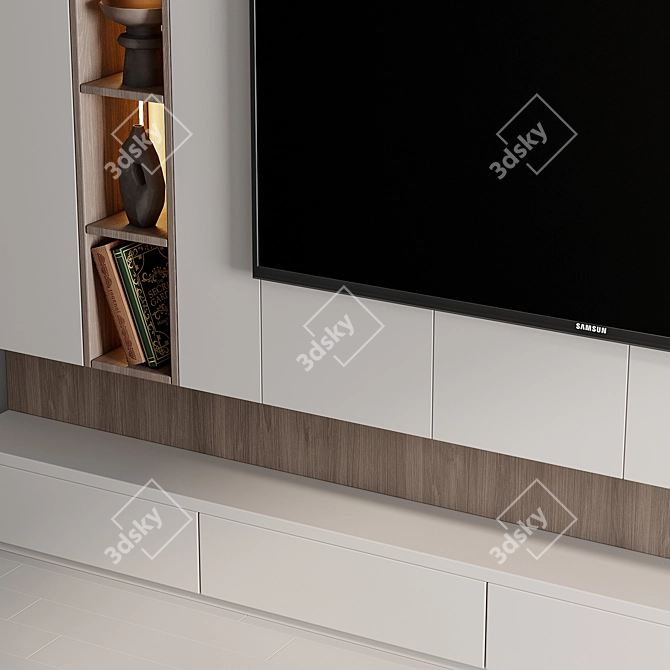 Custom TV Wall X-Form Design 3D model image 3