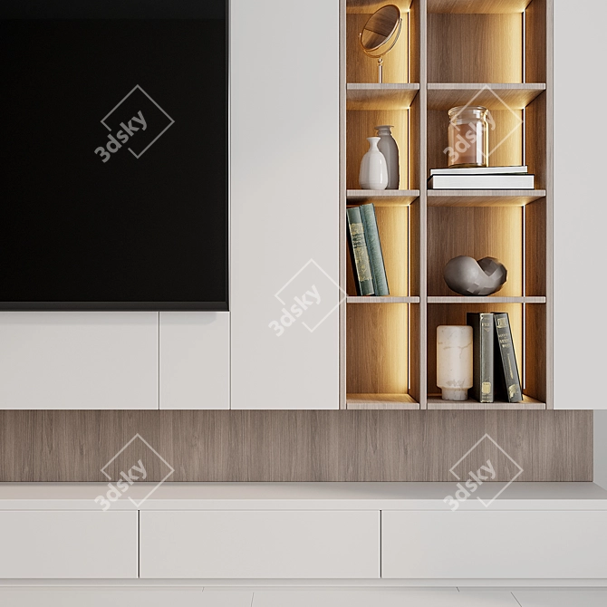 Custom TV Wall X-Form Design 3D model image 4