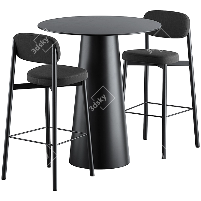 Modern Circula Bar Table Set 3D model image 1